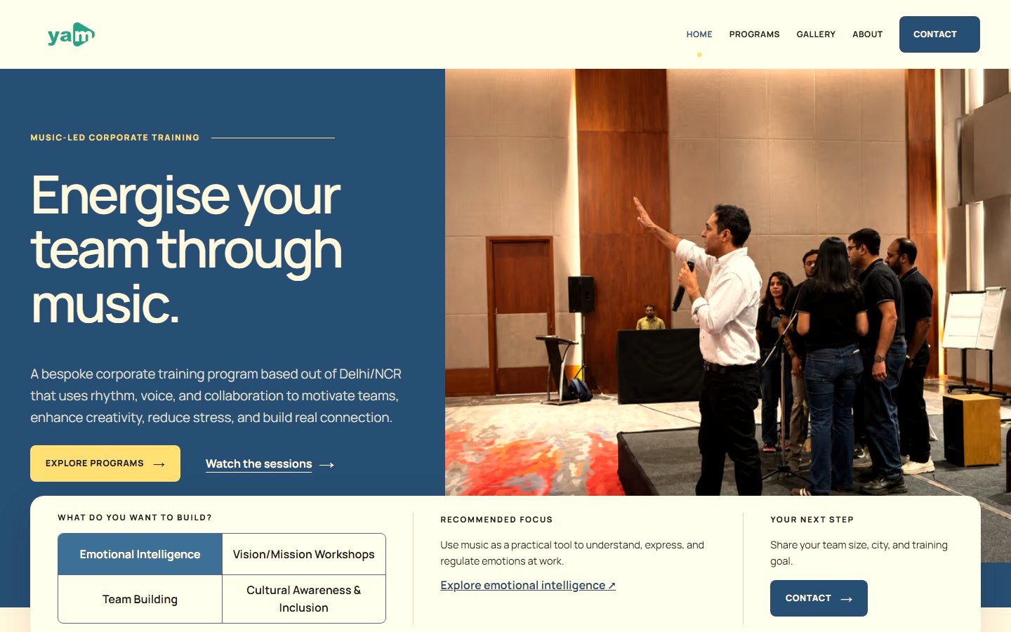 YAM Training homepage